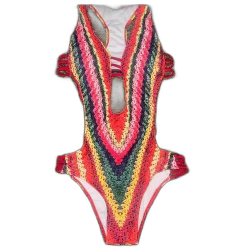 Brand New One Piece Rainbow Swimsuit  Medium M